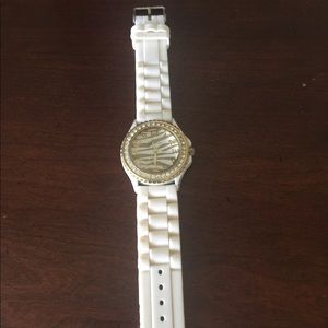 Ladies watch. White rubber strap
